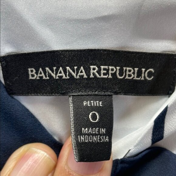 Banana Republic Blue and White Midi Dress with Asymmetrical Hem - Picture 3 of 8